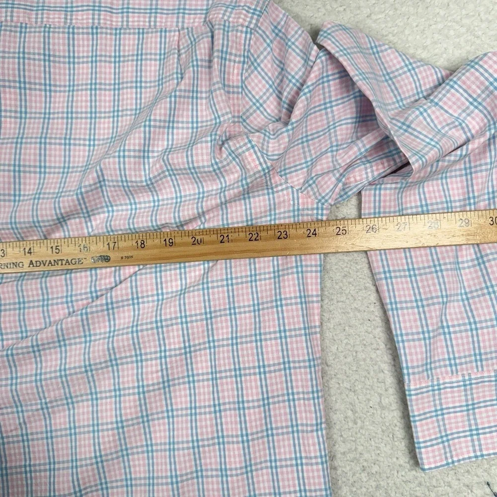 J Crew Shirt Men XL Slim Flex Washed‎ Button Front Pink Blue Plaid Stretch NWT
